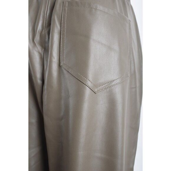 Zara Womens Faux Leather The Weekend Pants S Brown Green 4369/265 NWOT - Picture 5 of 7
